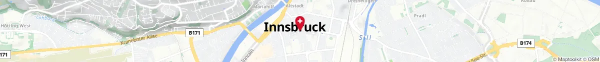 Map representation of the location for Zentral-Apotheke in 6020 Innsbruck